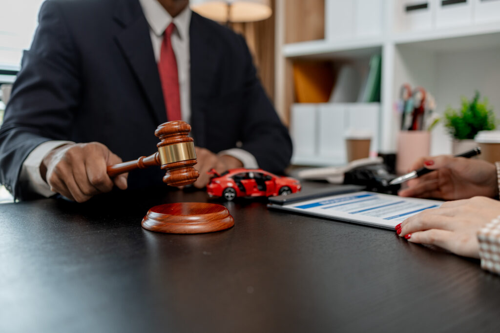 Miami car accident lawyer with client