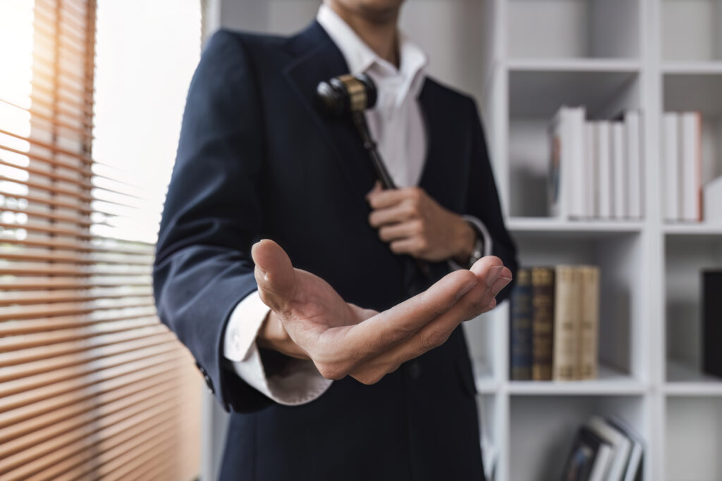 Hand of car accident lawyer